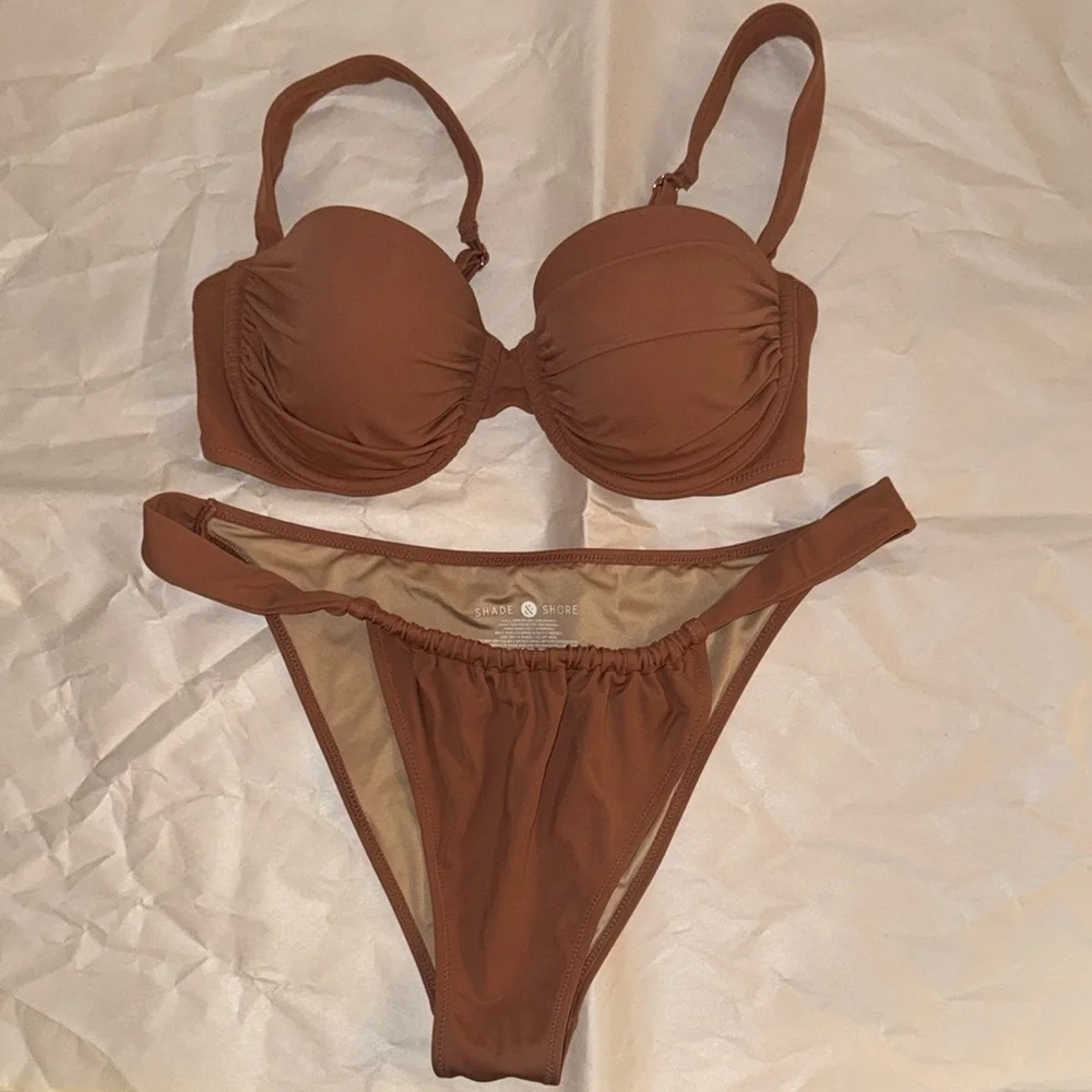 Tan Bikini Set - Shade and Shore Shirred Cup Bikini - Picture 2 of 5
